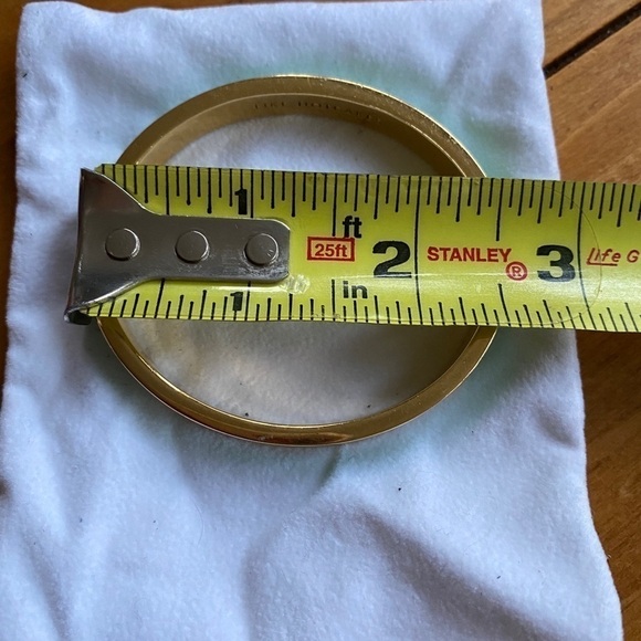 Kate Spade New York Like Hotcakes Gold Tone Teal Enamel Bangle Bracelet with Bag - Picture 14 of 15